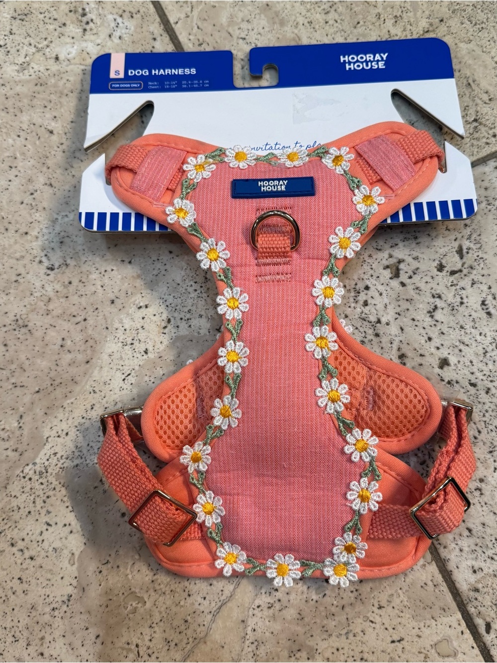 Hooray House Coral Pink Floral Daisy Dog Harness - Size Small NEW NWT